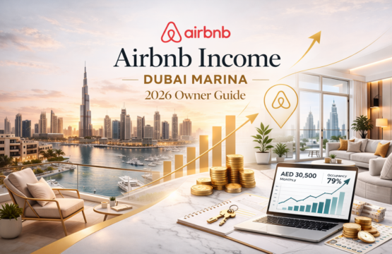 Airbnb income Dubai Marina waterfront apartment view